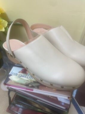 J. Crew Cream Leather Slingback Mules